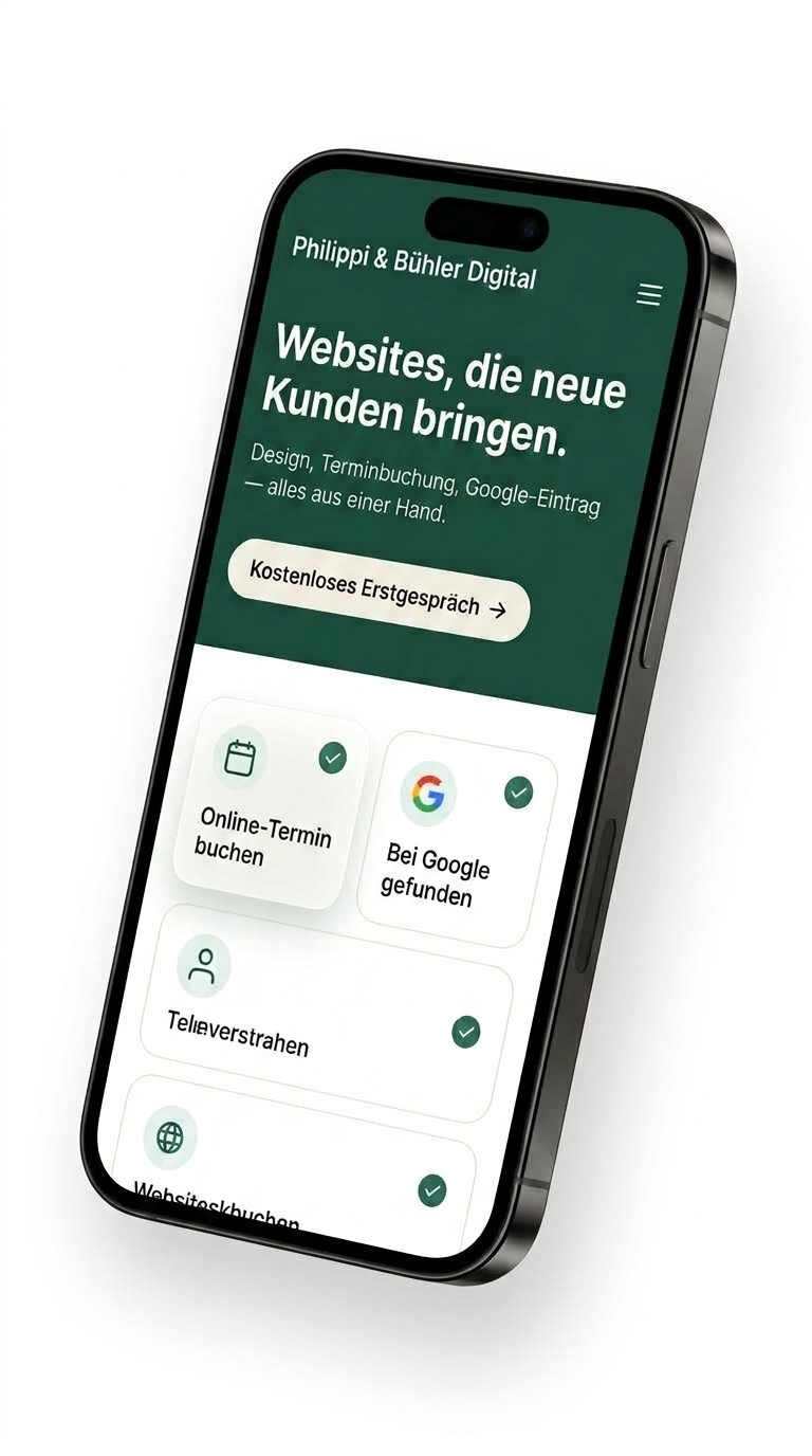 Vorschau der Website auf einem Smartphone